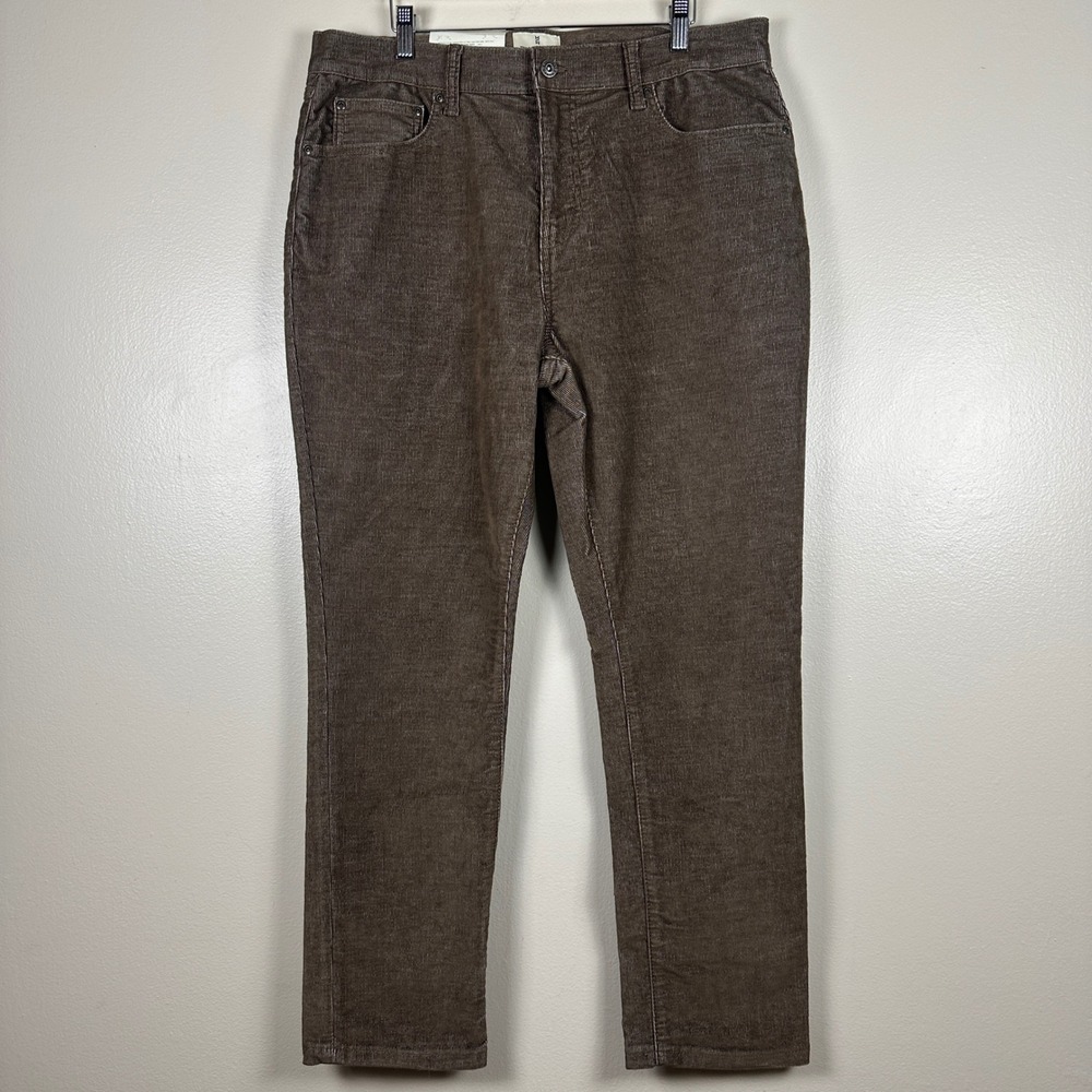 Mutual Weave Men's 34x30 Relaxed Taper Corduroy Pants Taupe Brown 5-Pocket NEW